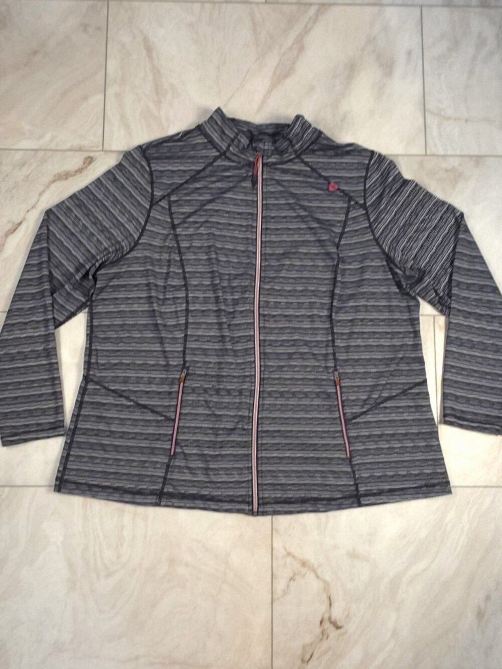 Avenue Active Full Zip Jacket 18/20 Black White Purple Stretch Zip Pockets